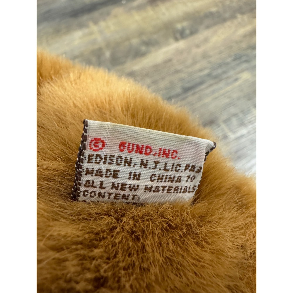 Gund Plush Teddy Bear Golden Brown Soft Stuffed Animal Holiday Ribbon 12 inch - Picture 6 of 9